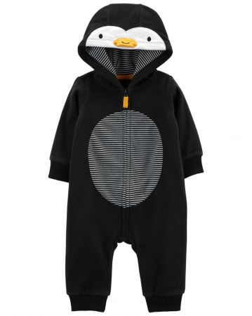 CARTERS CARTER'S Overal bez nožiček přechodný Black Penguin chlapec NB /vel.56