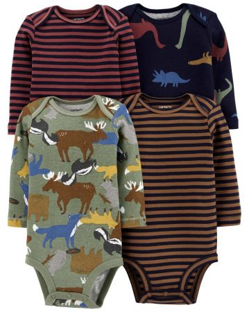 CARTERS CARTER'S Body dl. rukáv Brown Navy chlapec 4ks 6m