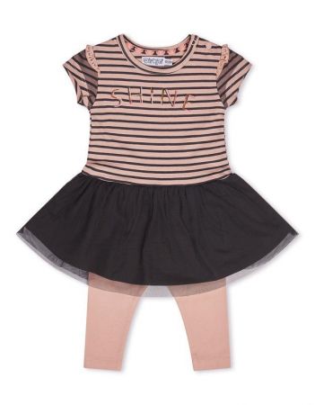 DIRKJE DIRKJE Set 2dílný šaty 68 Smokey Pink+Smokey Grey
