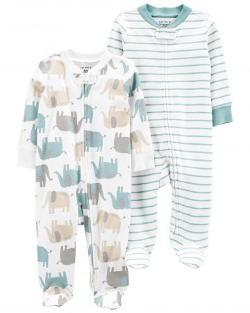 CARTERS CARTER'S Overal na zip Sleep&Plays Elephant and Stripes neutrál LBB 2ks PRE, vel. 46