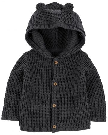 CARTERS CARTER'S Svetr s kapucí a oušky Charcoal chlapec LBB 12m, vel. 80