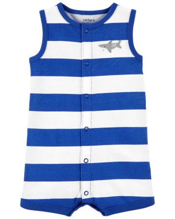 CARTERS CARTER'S Overal letní Blue Stripe Shark chlapec NB/ vel. 56