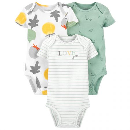 CARTERS CARTER'S Body krátký rukáv Veggies neutrál LBB 3 ks NB, vel. 56