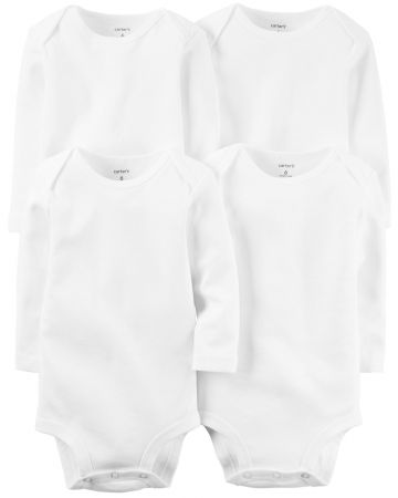 CARTERS CARTER'S Body dlouhý rukáv White neutrál LBB 4 ks NB, vel. 56