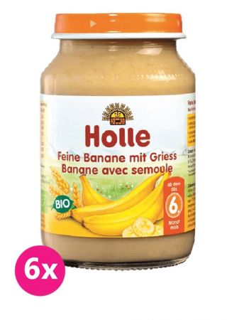 HOLLE 6x HOLLE Bio Jemné banány s krupicí - ovocný příkrm, 190 g