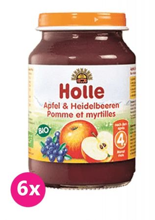 HOLLE 6x HOLLE Bio Jablko a borůvka - ovocný příkrm, 190 g