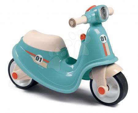 Smoby Odrážedlo motorka s reflektorem Scooter Blue  s gumovými koly modro-šedé od 18 měsíců