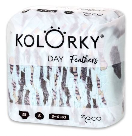 KOLORKY KOLORKY DAY Pleny jednorázové eko, peří S (3-6 kg) 25 ks