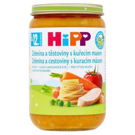 HIPP HiPP zelenina s těstovinami a kuřetem (220 g) - maso-zeleninový příkrm