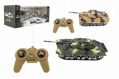 Teddies Tank RC 2ks 25cm plast na baterie se zvukem se světlem v krabici 43x17x19cm