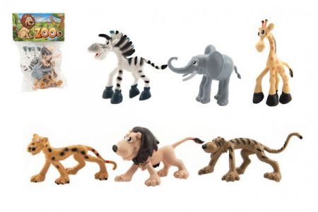 Teddies Zvířátka veselá safari ZOO plast 9-10cm 6ks v sáčku