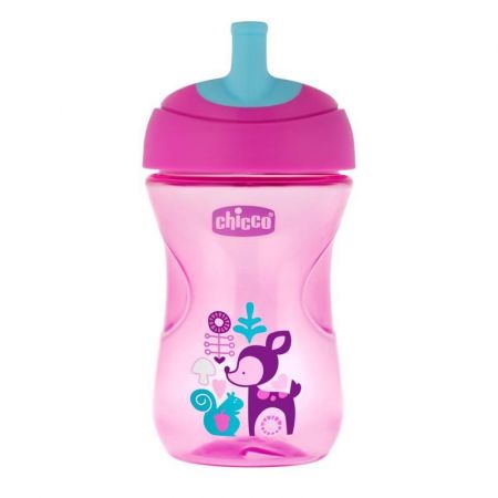 Chicco Hrneček Chicco Pokročilý s brčkem 266 ml, růžový 12m+