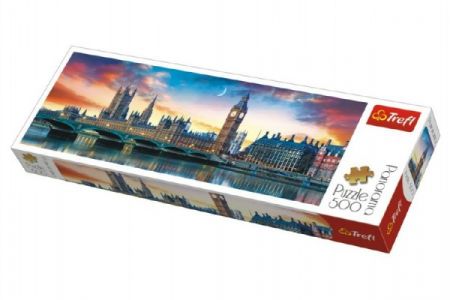 Trefl Puzzle Big Ben a Westminsterský palác, Londýn panorama 500 dílků 66x23,7cm v krabici 40x13x4cm