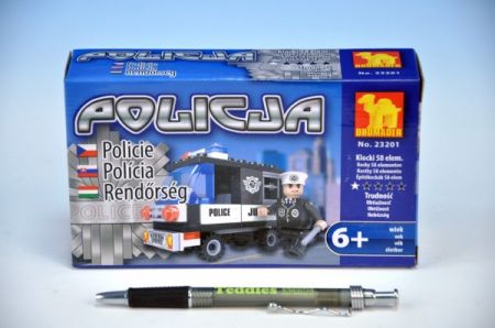 Dromader Stavebnice Dromader Policie Auto 23201 58ks v krabičce 17x10x4,5cm