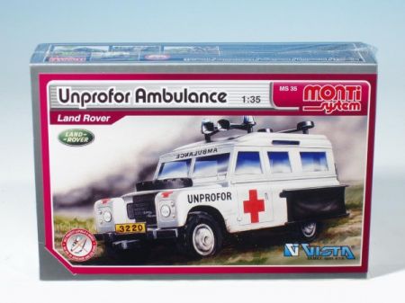 SEVA Stavebnice Monti System MS 35 Unprofor Ambulance Land Rover 1:35 v krabici 22x15x6cm