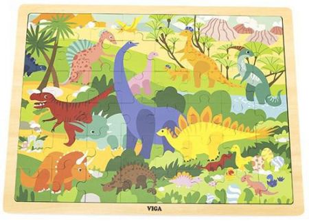 Viga Dřevěné puzzle 48 dílků - dinosauři