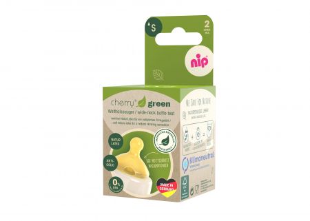 NIP CHERRY GREEN dudlík široký, kaučuk-S, 0m+, 2ks