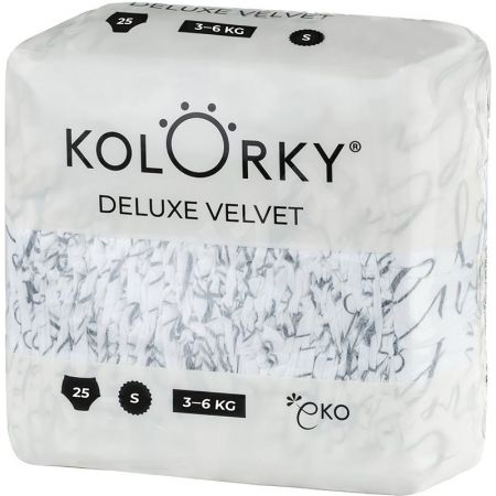 KOLORKY KOLORKY DELUXE VELVET Pleny jednorázové eko se sametovým povrchem S (3-6 kg) 25 ks