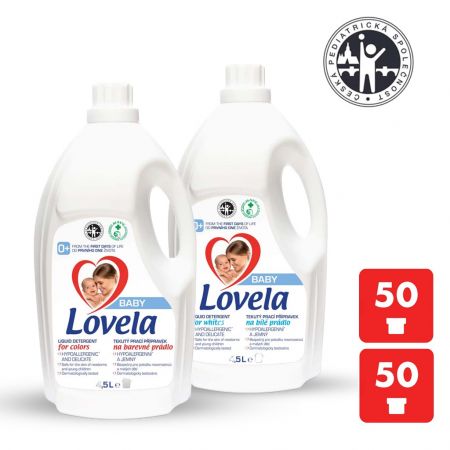 LOVELA 2x LOVELA Baby tekutý prací přípravek na bílé a barevné prádlo 4,5 l / 50 pracích dávek