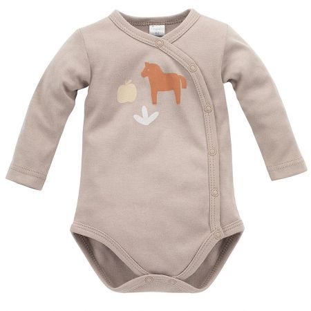 PINOKIO PINOKIO Body zavinovací dlouhý rukáv Wooden Pony z organické bavlny beige vel. 50