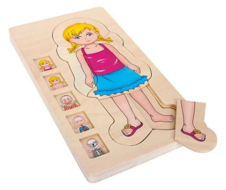 Small Foot Dřevěné hračky puzzle anatomie Holka