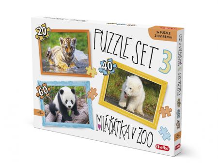 Efko Puzzle SET 3 MLÁĎÁTKA V ZOO 20,40,60 dílků (A5)