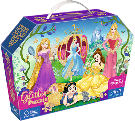 TREFL - Puzzle 70 glitter v kufříku - Princezny Disney