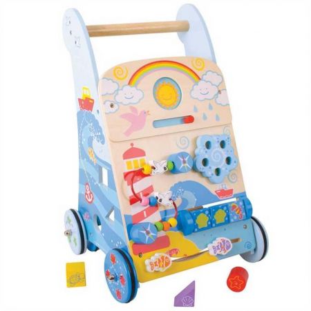 Bigjigs Toys Bigjigs Baby Dřevěné aktivní chodítko moře