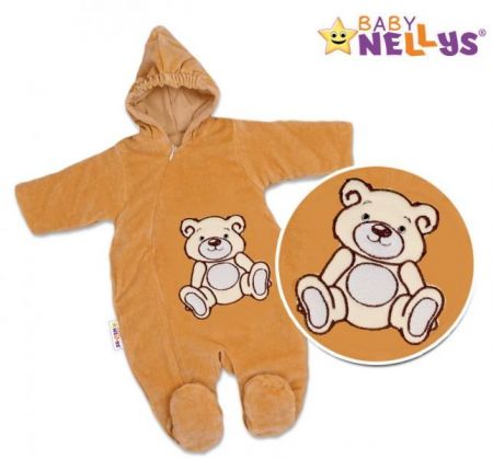 BABY NELLYS Kombinézka/overálek Teddy Bear, velikost: 74 - hnědá, 74 (6-9m)