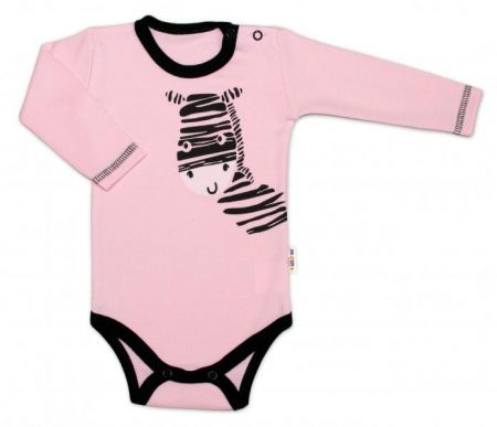 Baby Nellys Body dlouhý rukáv, růžové, Zebra, vel. 80, 80 (9-12m)