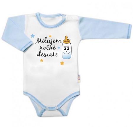 Body dl. rukáv s vtip. textem Baby Nellys, Milujem nočné desiate, vel. 74, kluk, 74 (6-9m)