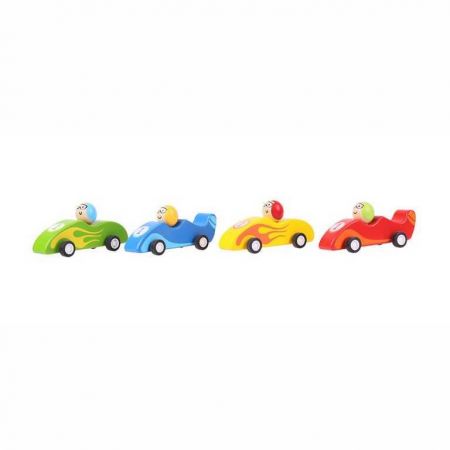 Bigjigs Toys Barevné dřevěné závodní auto 1ks