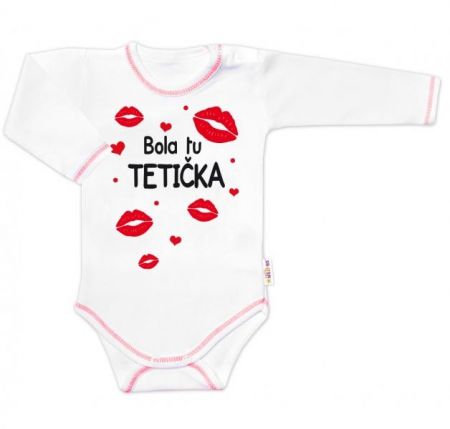 Body dlouhý rukáv s vtipným textem Baby Nellys, Bola tu TETIČKA, 56 (1-2m)
