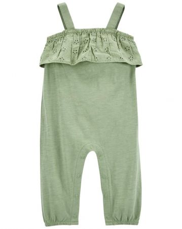 CARTERS CARTER'S Overal bez nožiček na ramínka Green Embroidery holka 6m