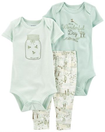 CARTERS CARTER'S Set 3dílný body kr. rukáv 2ks, legíny Green Firefly neutrál 12m