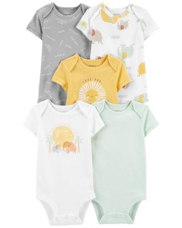 CARTERS CARTER'S Body krátký rukáv Yellow & Grey neutrál 5ks 3m