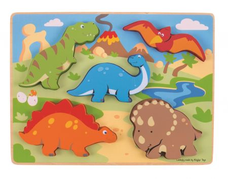 Bigjigs Toys Hrubé vkládací puzzle dinosauři