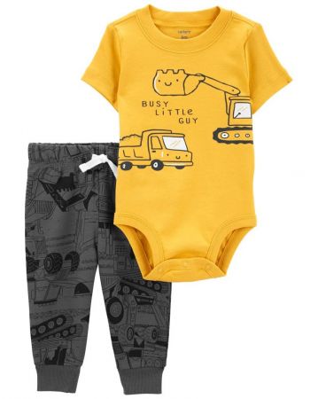 CARTERS CARTER'S Set 2dílný body kr. rukáv, tepláky Yellow Transport kluk NB