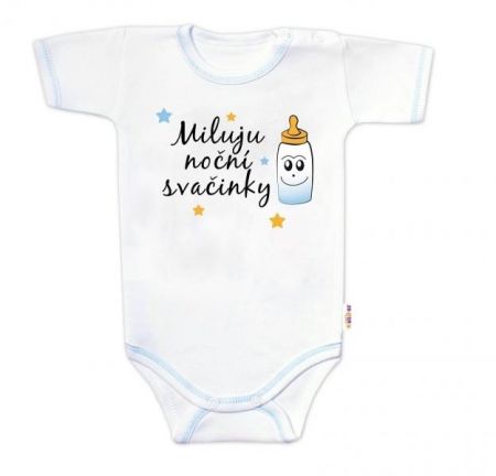 Body krátký rukáv s vtipným textem Baby Nellys, Miluju noční svačinky, vel. 86, kluk, 86 (12-18m)