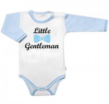 Body dl. rukáv s vtip. textem Baby Nellys, Little Gentleman, kluk, vel. 74, 74 (6-9m)