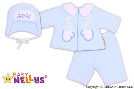 Kabátek, čepička a kalhoty Baby Nellys ®- sv. modrá, vel. 68, 68 (3-6m)