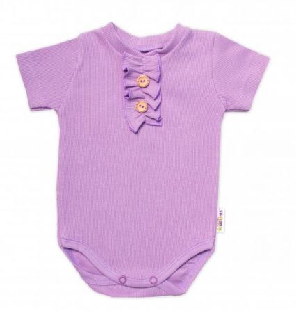 Baby Nellys Kojenecké žebrované body s knoflíčky kr. rukáv, Girl - lila, vel. 80, 80 (9-12m)