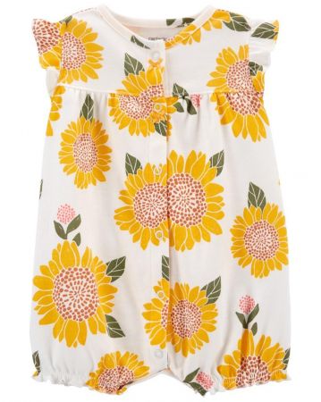 CARTERS CARTER'S Overal letní krátký rukáv Ivory Sunflower holka NB/ vel. S 56