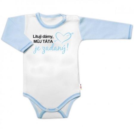 Body dl. rukáv s vtip. textem Baby Nellys, Lituji dámy, můj táta je zadaný, vel. 86, 86 (12-18m)