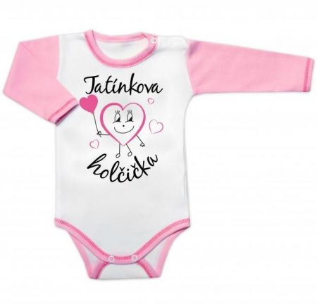 Body dlouhý rukáv s vtipným textem Baby Nellys, Tatínkova holčička, vel. 80, 80 (9-12m)