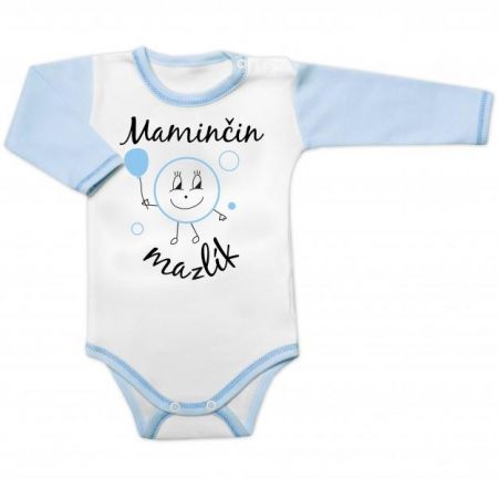 Body dlouhý rukáv s vtipným textem Baby Nellys, Maminčin mazlík, vel. 80, 80 (9-12m)