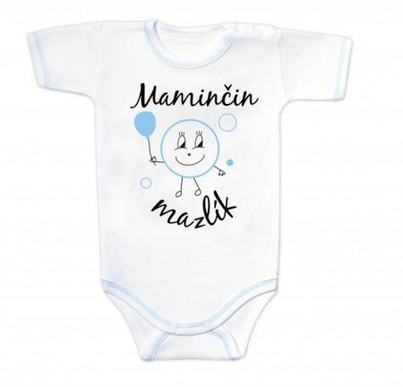 Body krátký rukáv s vtipným textem Baby Nellys, Maminčin mazlík, vel. 86, 86 (12-18m)