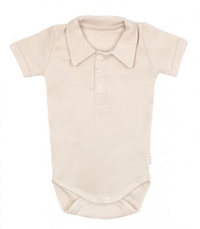 Mamatti Bavlněné body polo kr. rukáv, Baby Fox - béžové, vel. 74, 74 (6-9m)