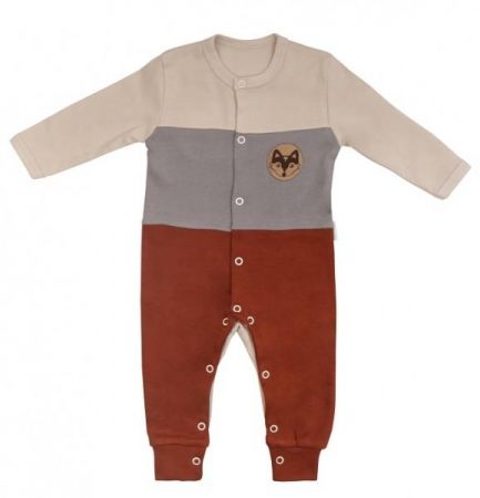 Mamatti Kojenecký overálek bez šlapek Baby Fox - hnědá/béžová, vel. 80, 80 (9-12m)