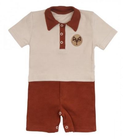 Mamatti Body s nohavičkami Baby Fox - béžová/hnědá, vel. 86, 86 (12-18m)